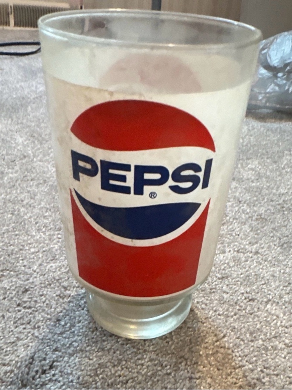 Pepsi Blue and Red Logo Drinking Glass